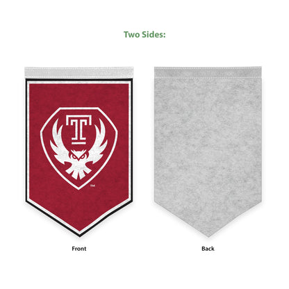 AGAS Temple Owls Owl Logo Felt Banner 12 x 18 inch – Single Sided Printed Felt 1 Ply – Officially Licensed NCAA Product – Temple Owls Wall Banner with 1 inch Header and Heat Cut Edges