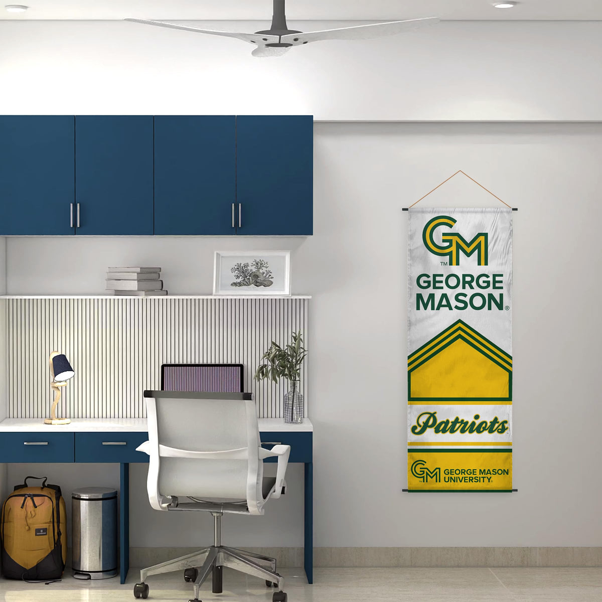 AGAS George Mason GMU University Patriots Scroll Sign 17.5" × 48" with Hanging Cord – Polyester Patriots Wall Banner