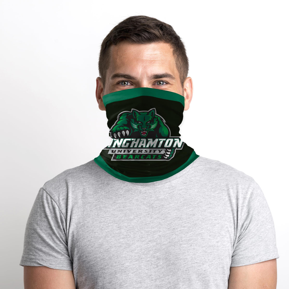 AGAS Binghamton University Neck Gaiter 9 x 10 inch – Single Sided Printed Stretch Polyester BU Bearcats Mascot Design – Official NCAA Binghamton Bearcats Product – Face Cover