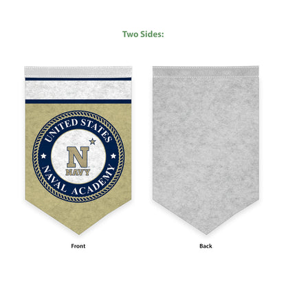 AGAS Mini US Naval Academy Midshipmen Logo Wall Hanging Triangle Felt Banner 12X18 inches - with 1" Pole Sleeve