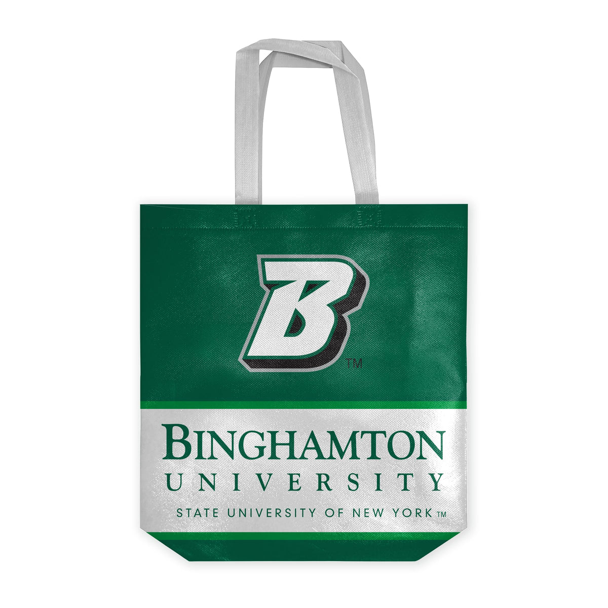 AGAS Binghamton University Tote Bag 14 x 14 x 8 inch – Single Sided Printed Nonwoven Fabric Block B Logo Design – Official NCAA Binghamton Bearcats Product – Reusable Tote Bag