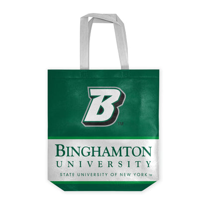 AGAS Binghamton University Tote Bag 14 x 14 x 8 inch – Single Sided Printed Nonwoven Fabric Block B Logo Design – Official NCAA Binghamton Bearcats Product – Reusable Tote Bag