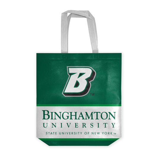 AGAS Binghamton University Tote Bag 14 x 14 x 8 inch – Single Sided Printed Nonwoven Fabric Block B Logo Design – Official NCAA Binghamton Bearcats Product – Reusable Tote Bag