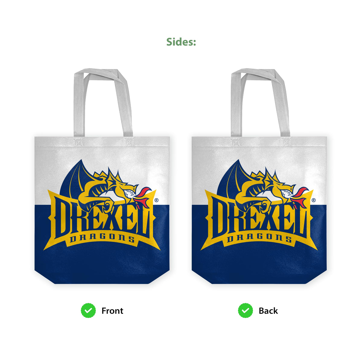 Drexel DU University Tote Bag, Non Woven Fabric, Shoulder Straps 14"x14"