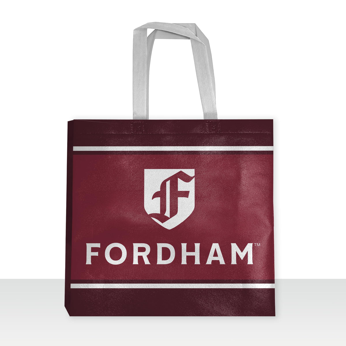 AGAS Fordham University Tote Bag 14 x 14 x 8 inch – Single Sided Printed Nonwoven Fabric Fordham Rams Bag with F Logo – Official NCAA Product – Fordham University Reusable Tote