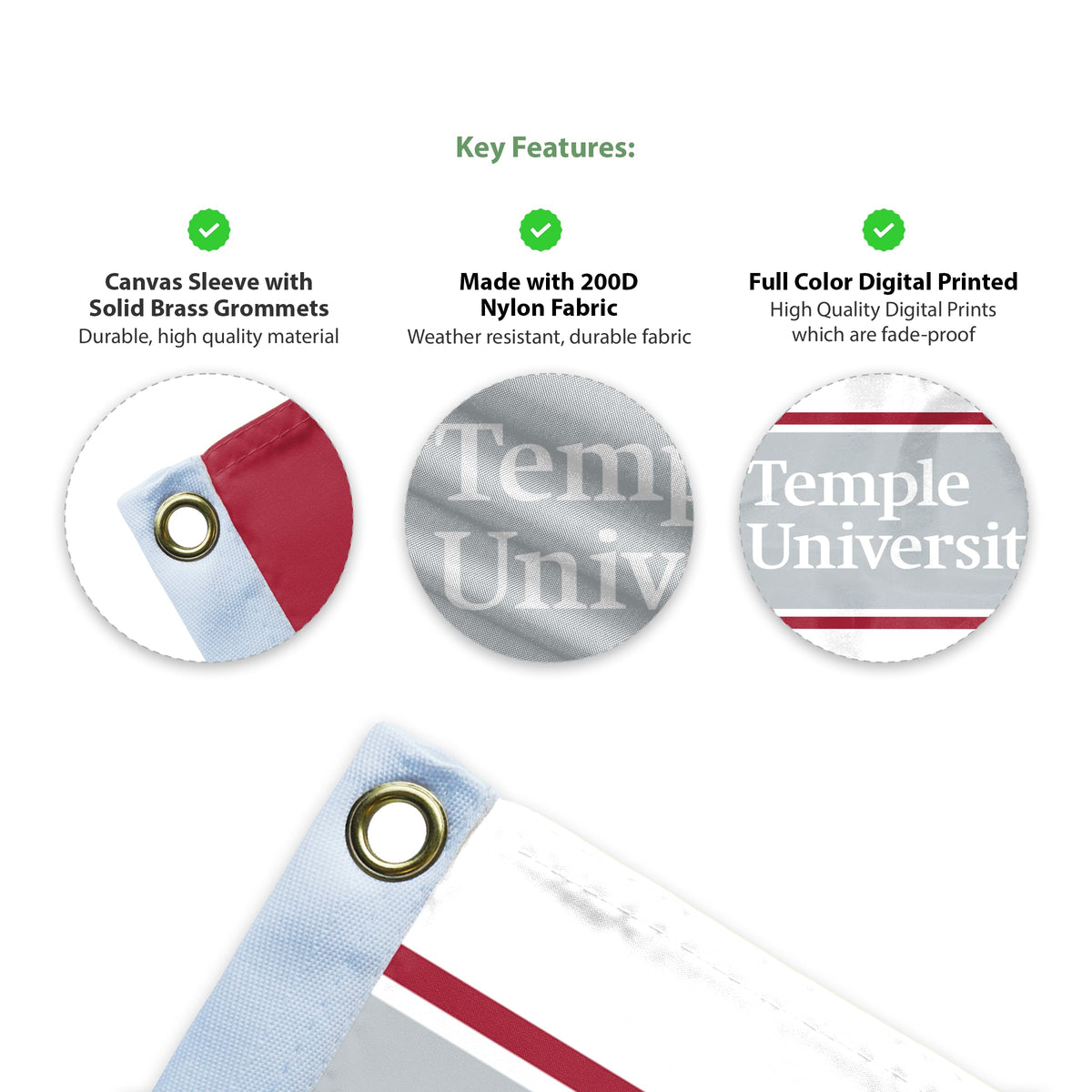 AGAS Temple University TU 4x6 ft Nylon Flags