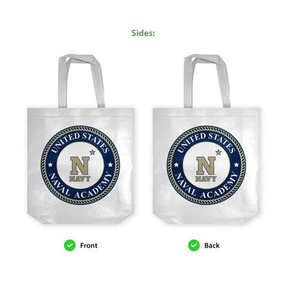 United States Naval Academy Midshipmen Logo Tote Bag, Non Woven Fabric, Shoulder Straps 14"x14"