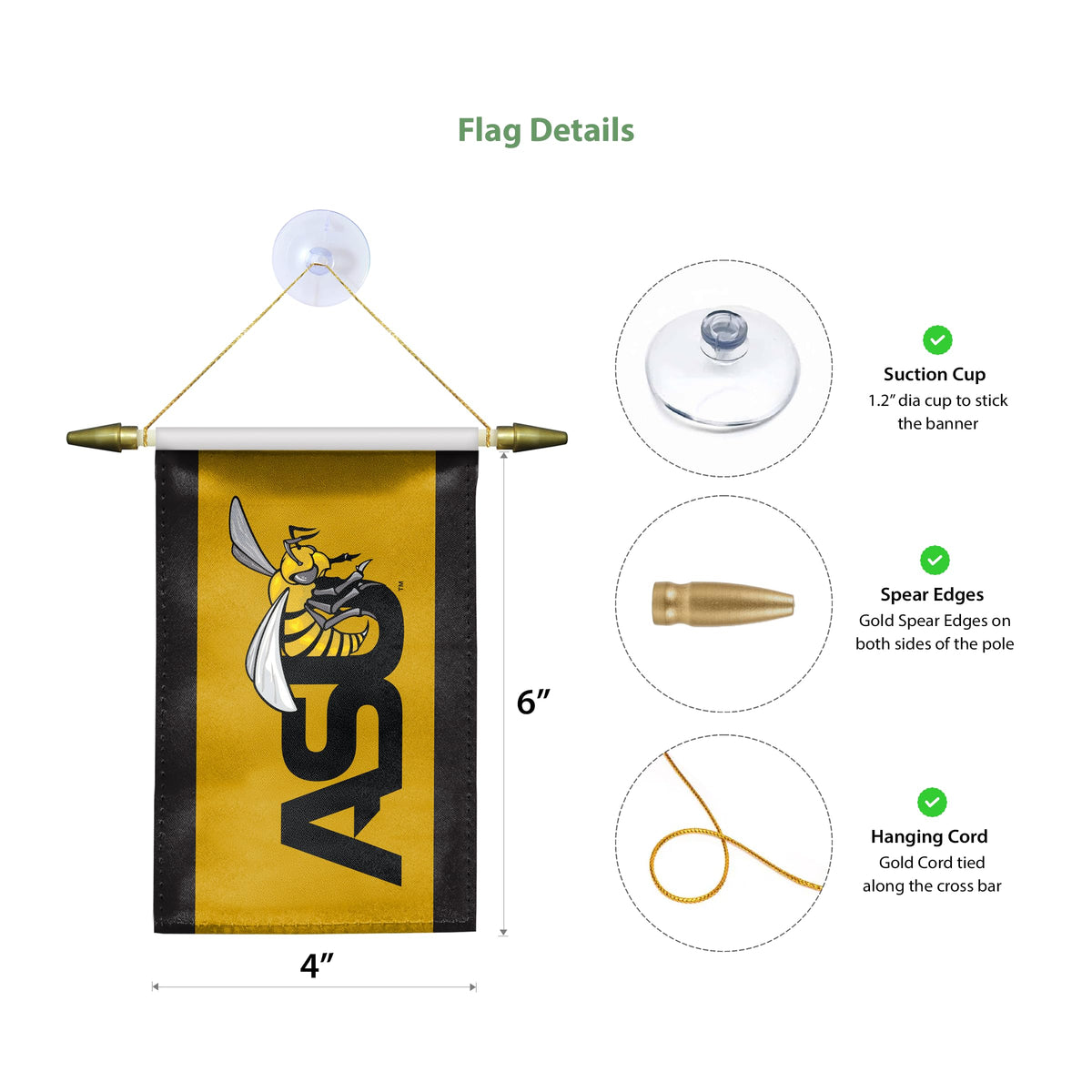 Alabama State University Mini Banner 4 x 6 inch