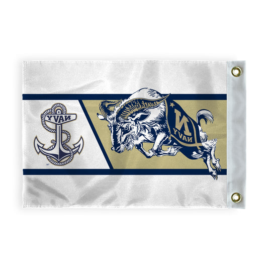 AGAS United States Naval Academy Bill the Goat Golf Flags with Brass Grommets 6"x8", Mini Putting Green Flags for Yard, 200D Nylon, Canvas Header Stitched Borders