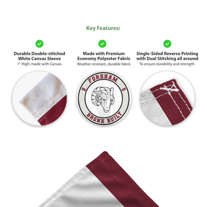 AGAS Fordham University Economy Car Flag 12 x 16 inch – Single Sided Printed Polyester Fordham Rams Flag Bronx Built Design – Official NCAA Product – Fordham University Vehicle Flag with 17 inch Flex Pole and 1 inch Closed Top Sleeve