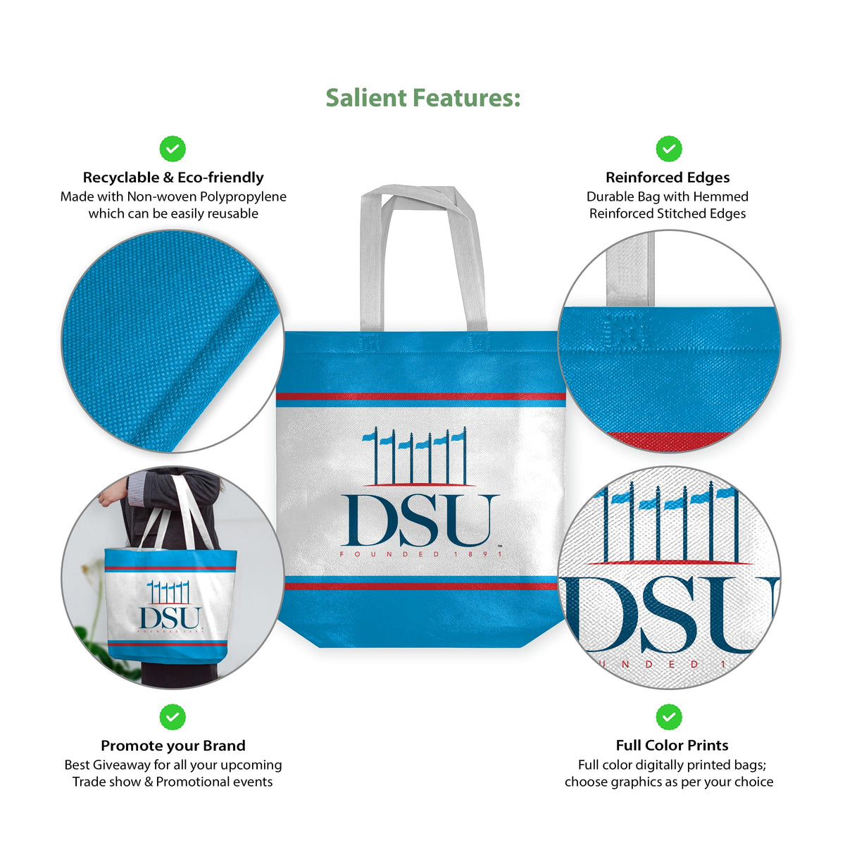 Delaware State University Tote Bag 14 x 14 x 8 inch