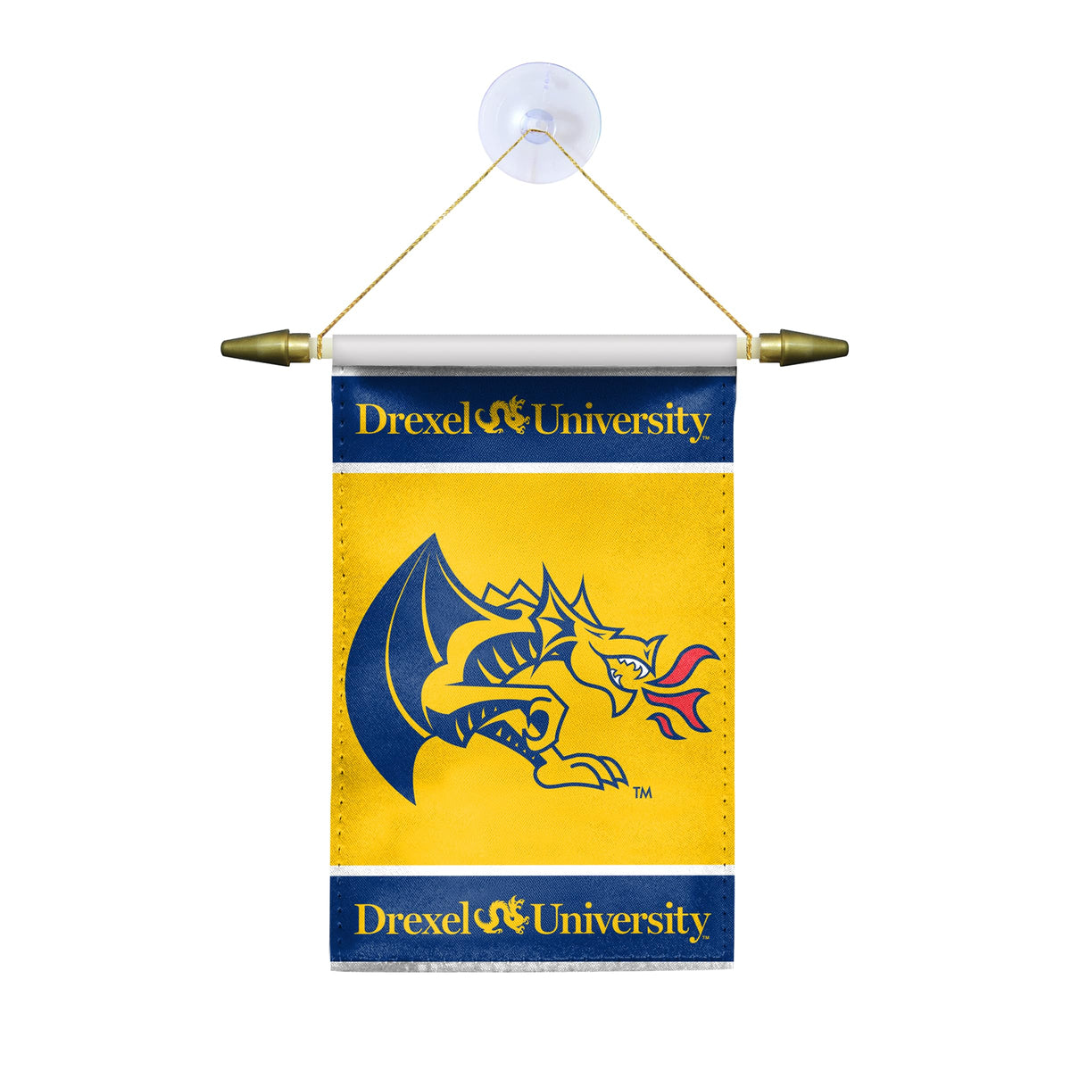 AGAS Small Drexel DU University Banner - Blue House Flag with Suction Cup 4x6 Inch - Dragons Mini Flags for Car Rearview Mirror and Window Décor