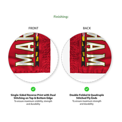 AGAS Maryland UMD University Terrapins Golf Flags with Tube Insert 6"x8", Mini Putting Green Flags for Yard, 200D Nylon, Canvas Header Stitched Borders