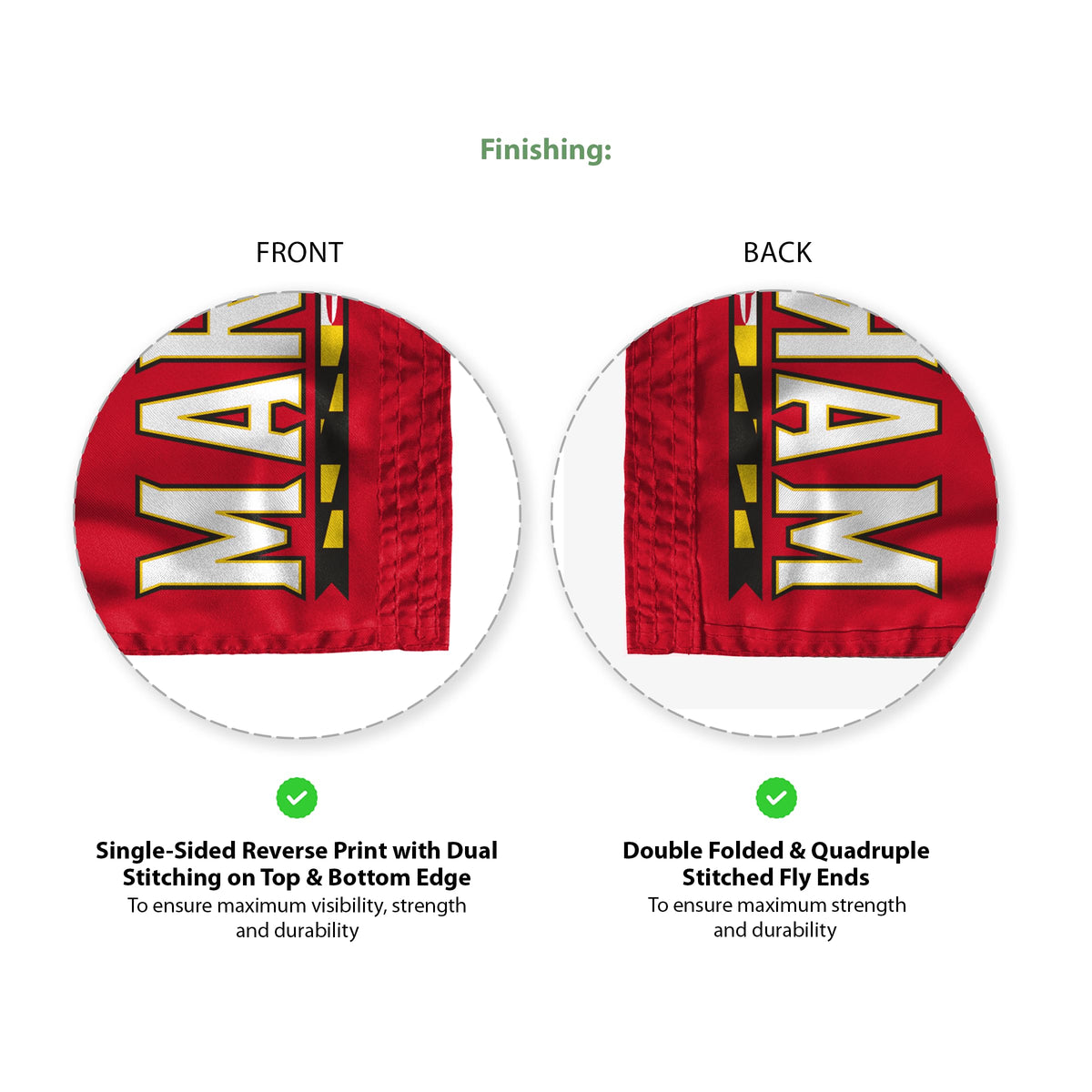 AGAS Maryland UMD Terrapins Golf Flags with Tube Insert 14x20 inch, Mini Putting Green Flags for Yard, 200D Nylon, Canvas Header Stitched Borders