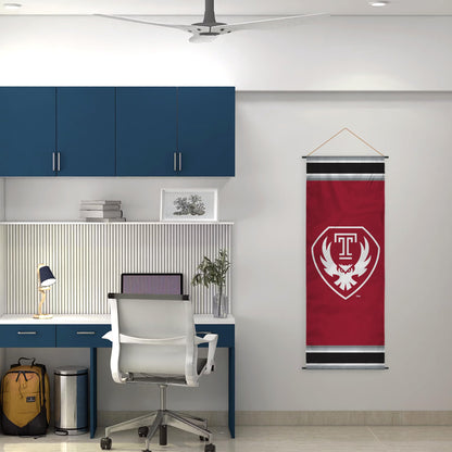 AGAS Temple University Owl Logo Scroll Sign 17.5 x 48 inch – Single Sided Printed Polyester – Officially Licensed NCAA Product – Temple Owls Hanging Scroll Sign with PVC Poles and Hanging Cord