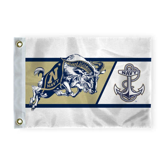 AGAS United States Naval Academy Bill the Goat Golf Flags with Brass Grommets 6"x8", Mini Putting Green Flags for Yard, 200D Nylon, Canvas Header Stitched Borders