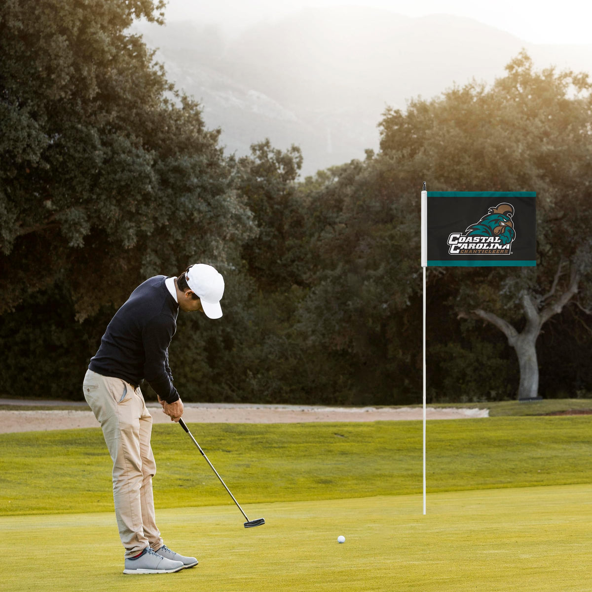 AGAS Coastal Carolina CCU College flag Golf with Tube Inserted 6x8 inch, Waterproof Heavy-Duty 200D Nylon, for Backyard Practice Putting Green, Golf Courses, Country Club