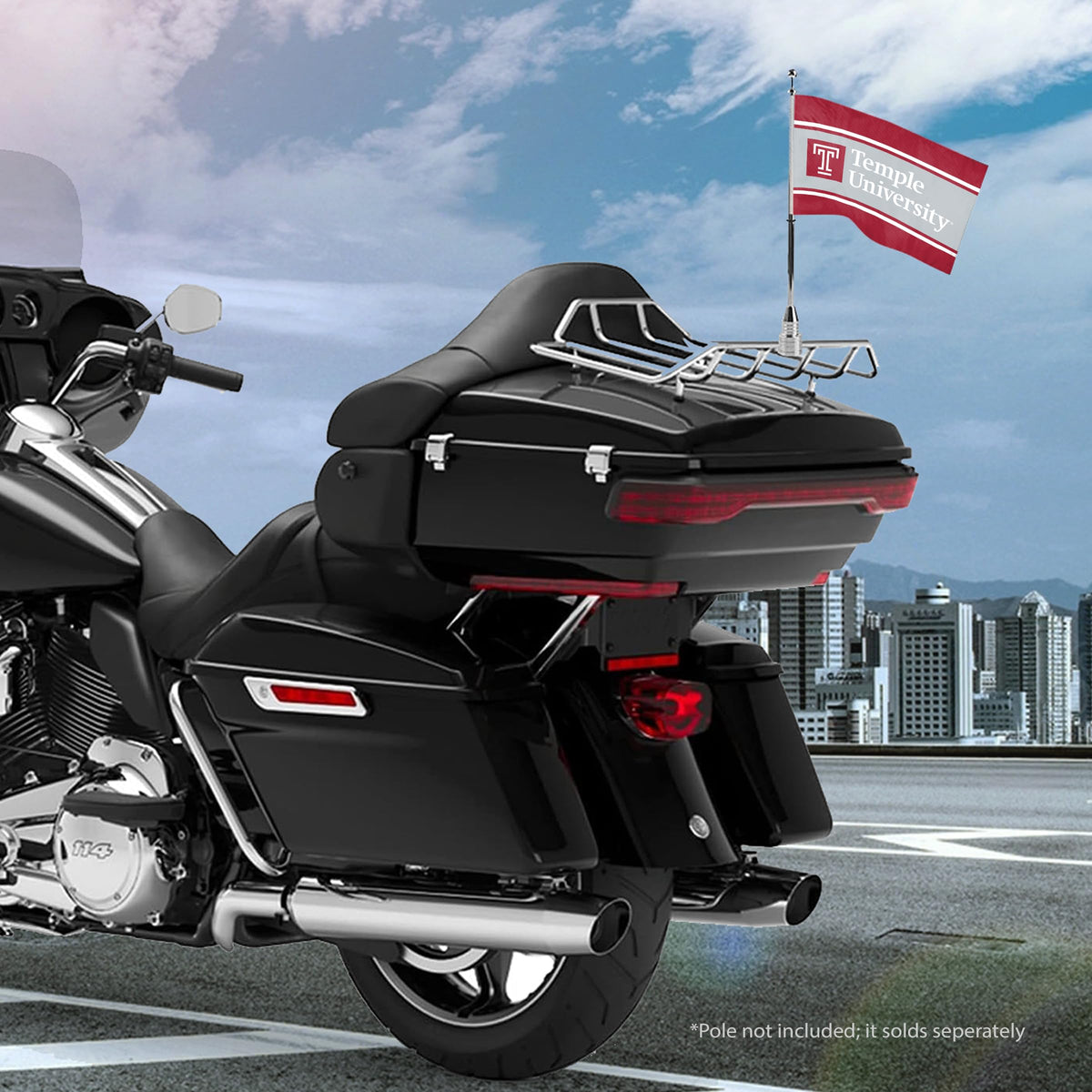 AGAS Temple University Wordmark Motorcycle Flag 6 x 9 inch – Single Sided Printed Polyester with Bleed Through – Officially Licensed NCAA Product – Temple Owls Bike Flag with 0.75 inch Canvas Sleeve and Reinforced Stitching – No Pole Included