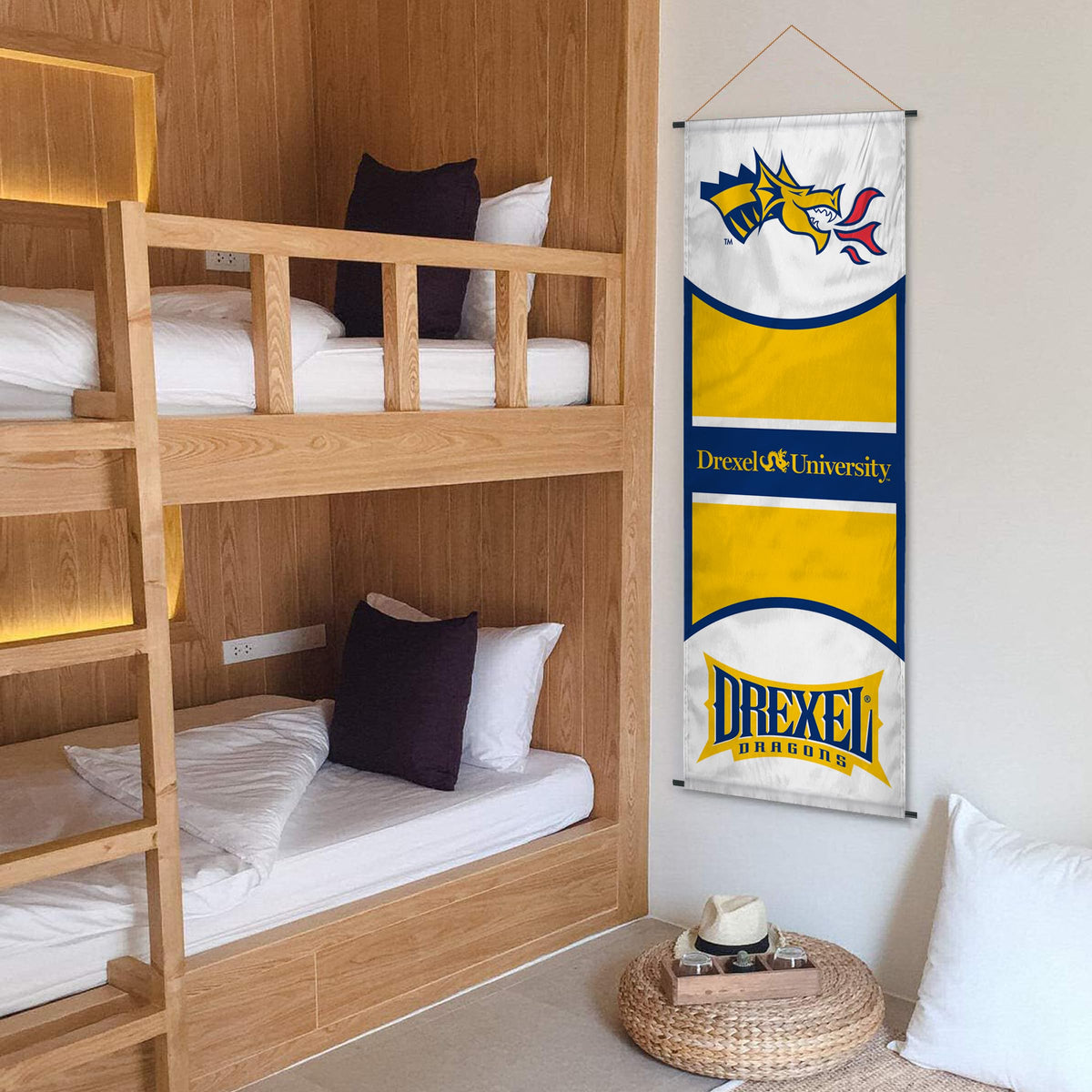 AGAS Drexel DU University Banner Scroll Sign 17.5" × 48" with Hanging Cord – Polyester Dragons Wall Banner