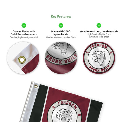 AGAS Fordham University Golf Flag 14 x 20 inch – Single Sided Printed Nylon Fordham Rams Flag Bronx Built Design – Official NCAA Product – Fordham University Golf Course Flag with Canvas Header, Brass Grommets and Reinforced Stitched Edges for Outdoo