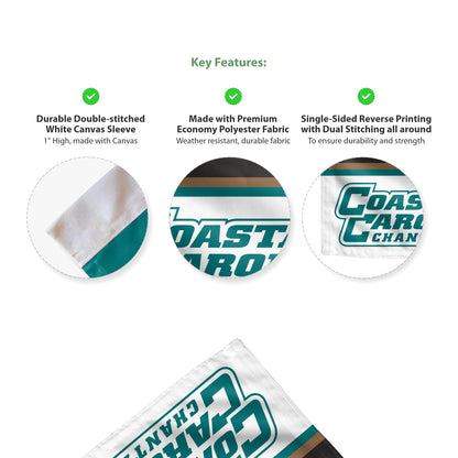 AGAS Coastal Carolina CCU University 12"x18" Garden Flags Printed Polyester with 12" Pole Sleeve -Officially Licensed Chanticleers Yard Flag without Flagpole