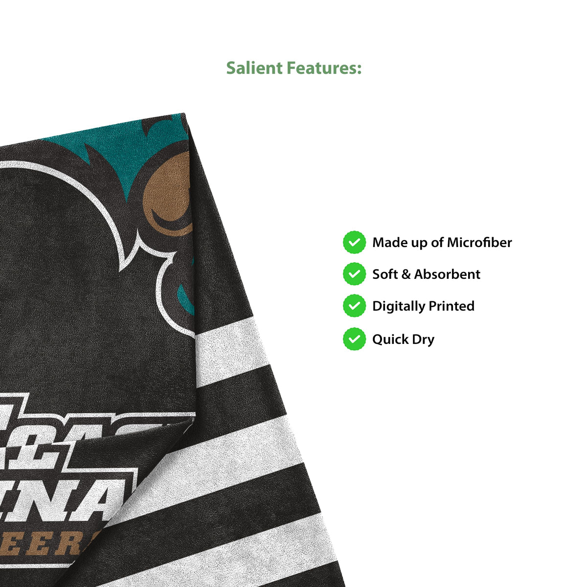 AGAS Coastal Carolina CCU University Large Beach Towel, 30" x 60" - Coastal Carolina Merch- Unisex- Microfiber Beach Poll Lounging Towel