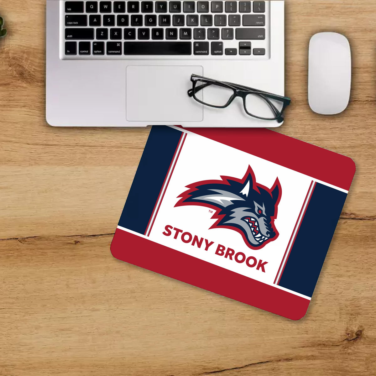 AGAS Stony Brook University Mouse Pad 8 x 7 inch – Single Sided Printed Neoprene Stony Brook Seawolves Design – Official NCAA SBU Product – Mouse Pad with Non Slip Rubber Base and Heat Cut Edges