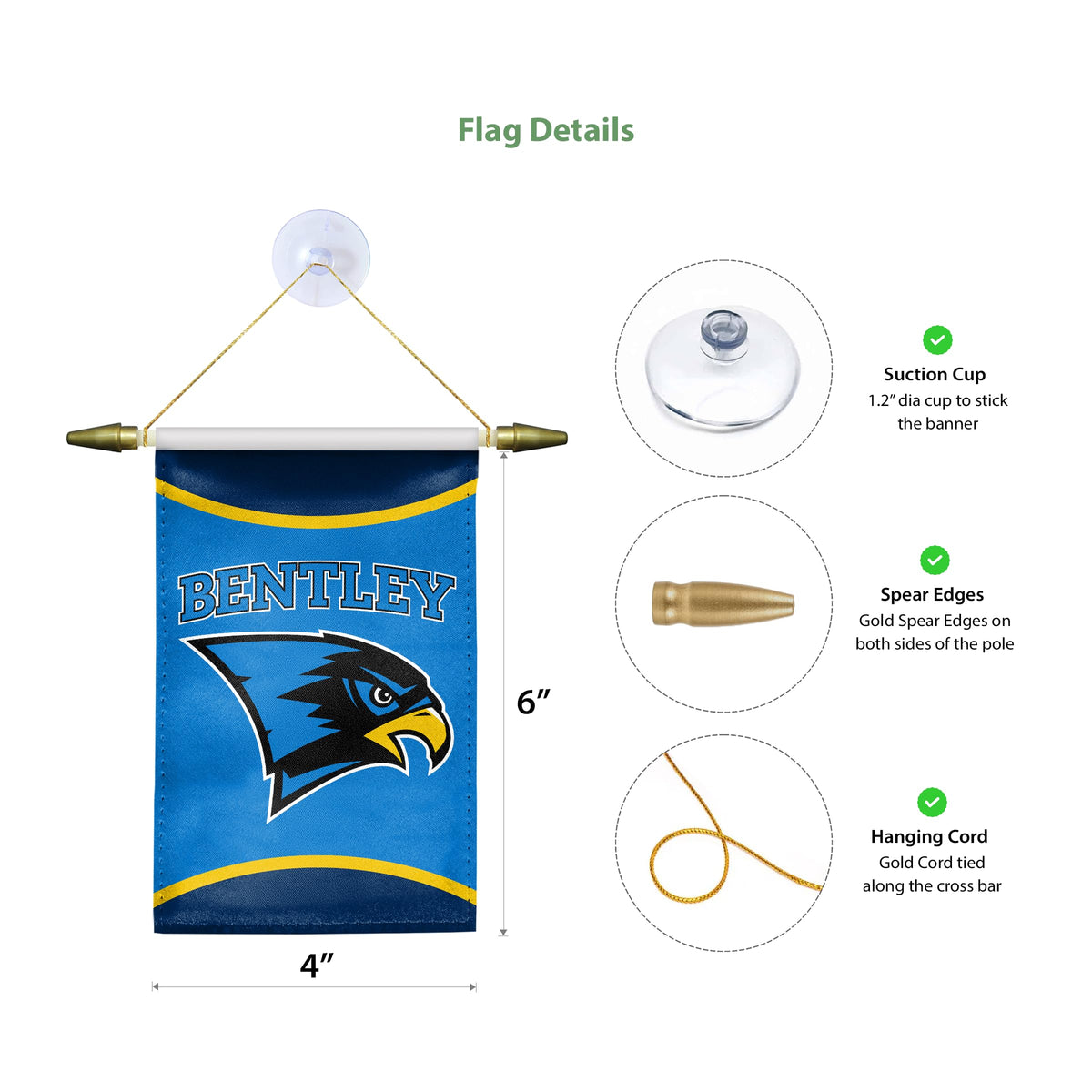 Bentley University Mini Banner 4 x 6 inch