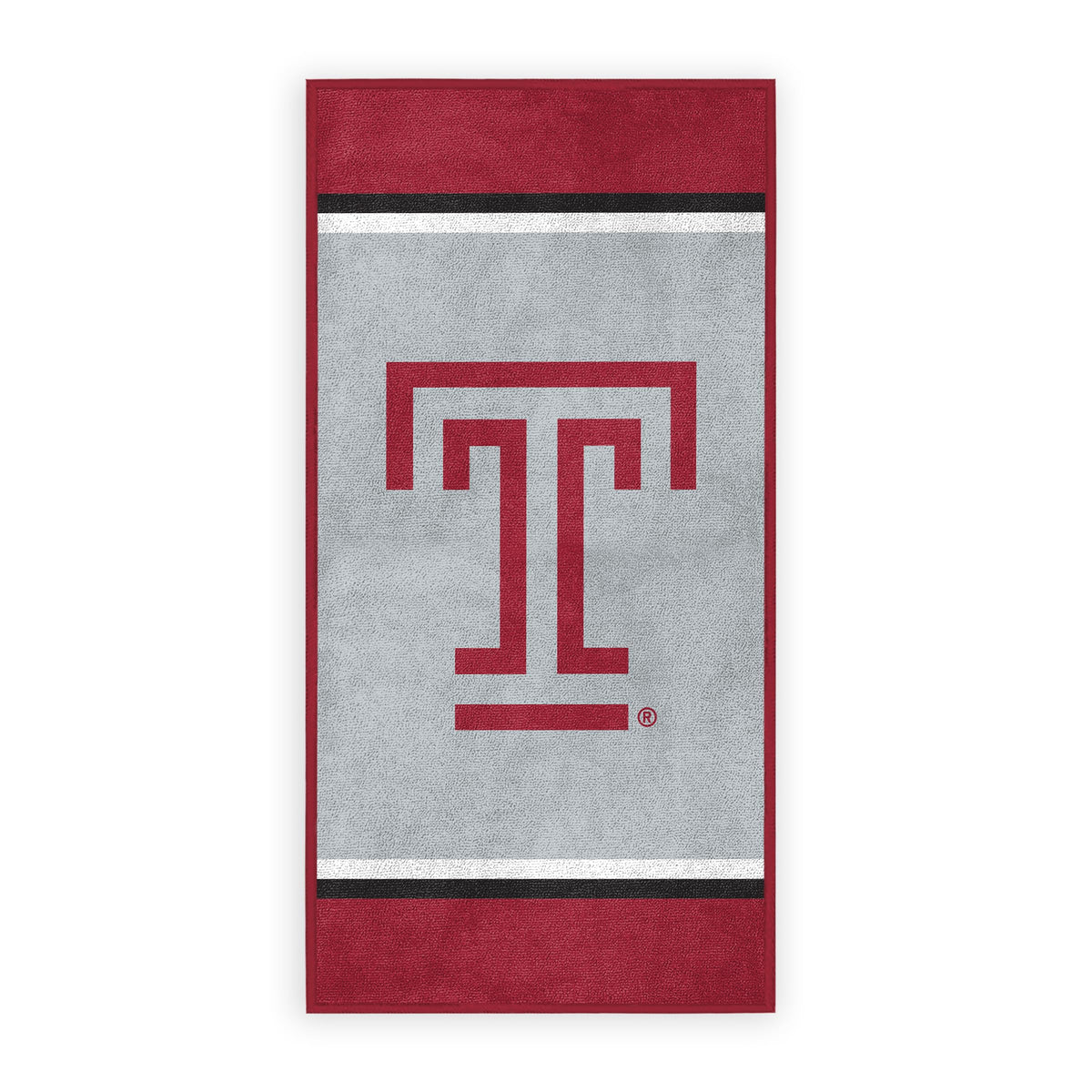 AGAS Temple University Block T Logo Beach Towel 30 x 60 inch – Single Sided Printed Microfiber 1 Ply – Officially Licensed NCAA Product – Temple Owls Large Towel with 2 Line Stitching