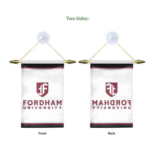 AGAS Fordham University Mini Banner 4 x 6 inch – Single Sided Printed Satin Fordham Rams Banner with F Logo – Official NCAA Product – Fordham University Hanging Banner with Cross Bar, Hanging Cord and Suction Cup