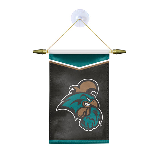AGAS Small Coastal Carolina CCU University Mini Banner with Suction Cup 4x6 Inch - Chanticleers Mini Flags for Car Rearview Mirror and Window Décor