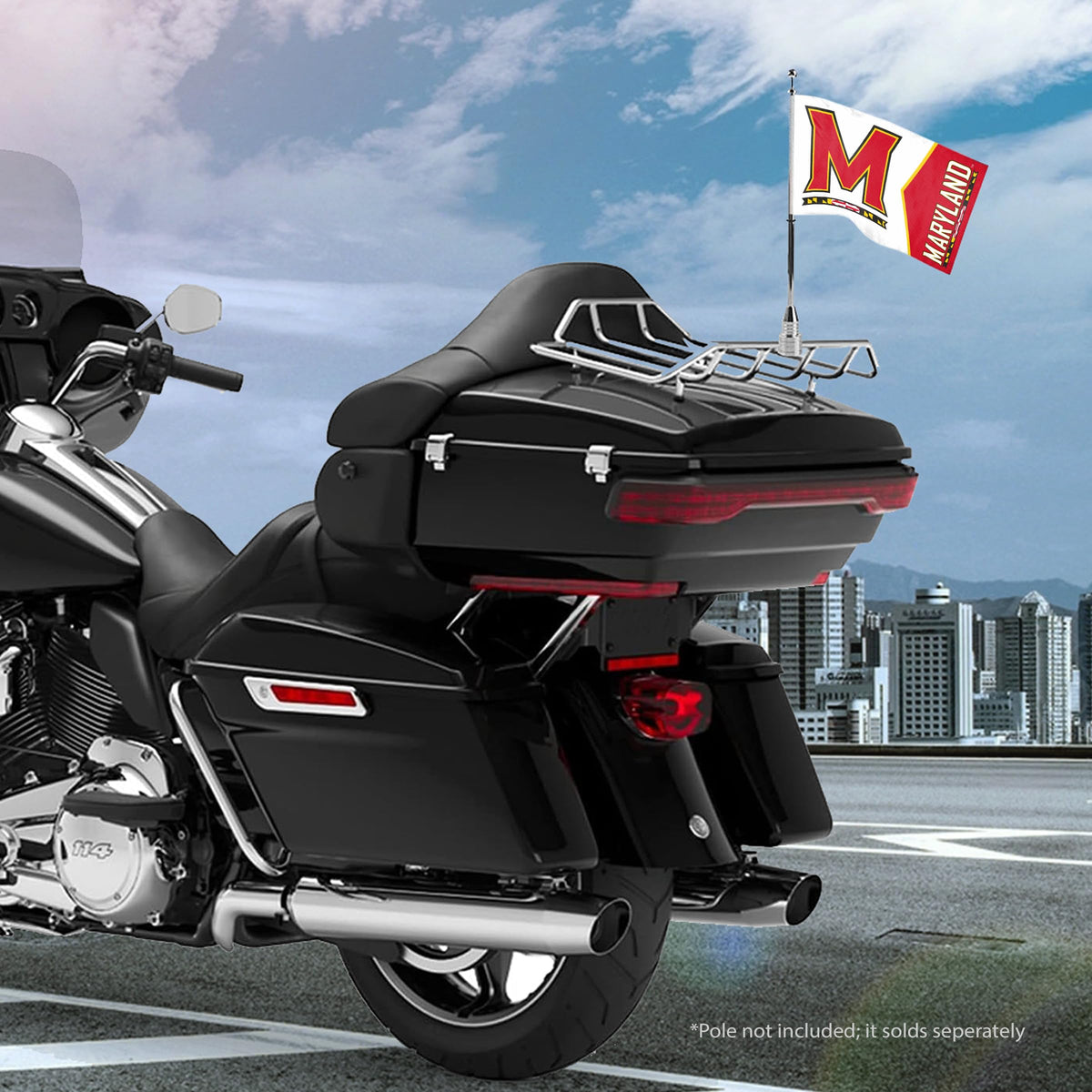 AGAS Maryland UMD Terrapins Motorcycle Flag 6 x 9 Polyester – 3/8" Pole Sleeve – Flag Only - Terrapins Bike Flags
