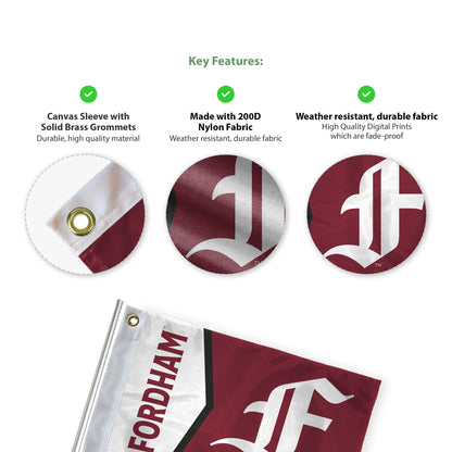AGAS Fordham University Golf Flag 6 x 8 inch – Single Sided Printed Nylon Fordham Rams Flag with F Logo Design – Official NCAA Product – Fordham University Golf Course Flag with Canvas Header, Brass Grommets and Reinforced Stitched Edges for Outdoor 