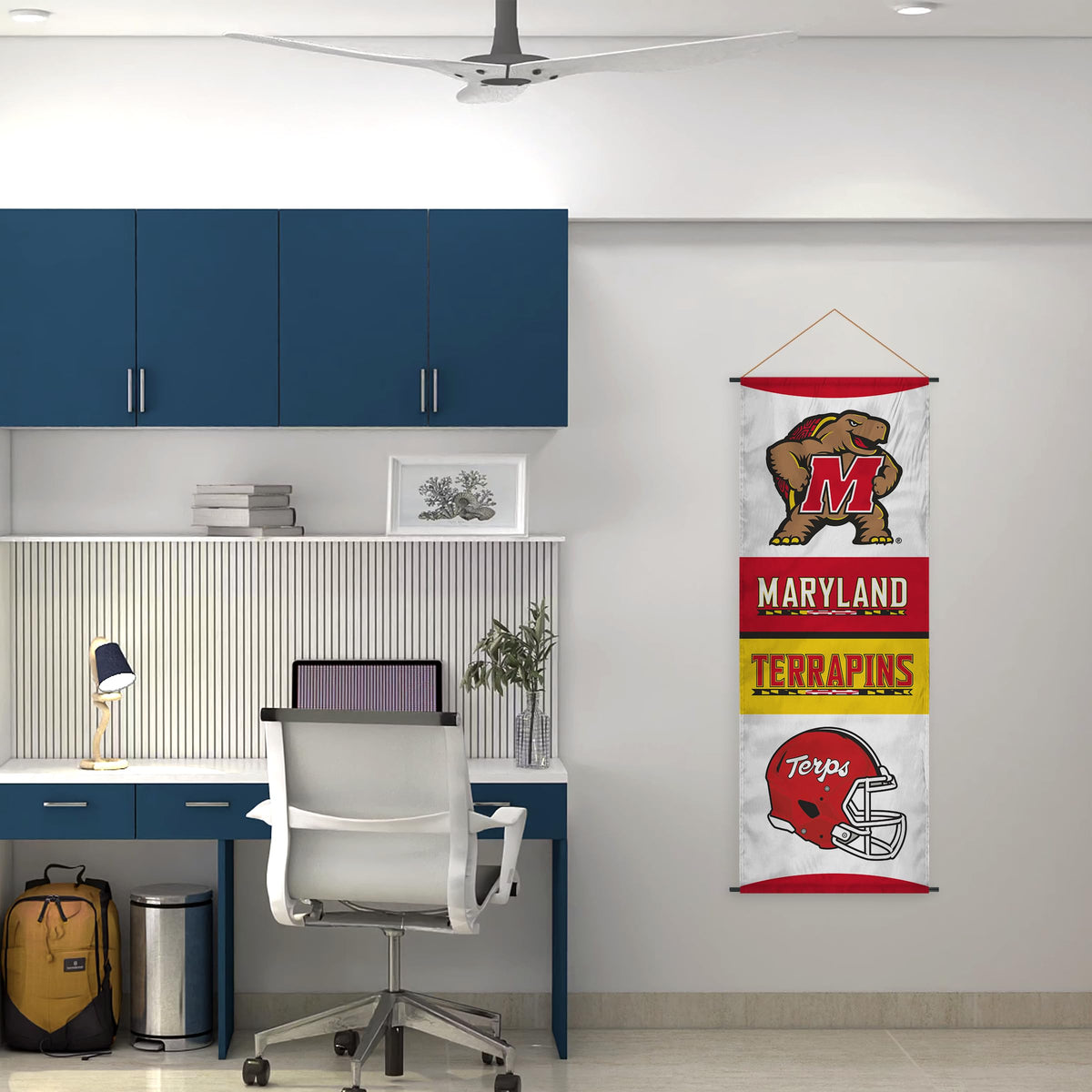 AGAS Maryland UMD University Banner Scroll Sign 17.5" × 48" with Hanging Cord – Polyester Terps Wall Banner