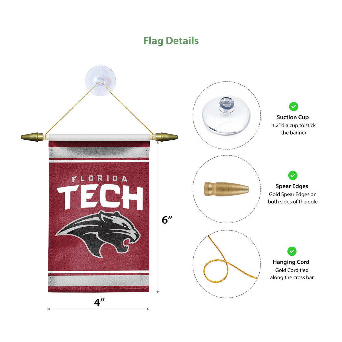 Florida Institute Of Technology Mini Banner 4 x 6 inch