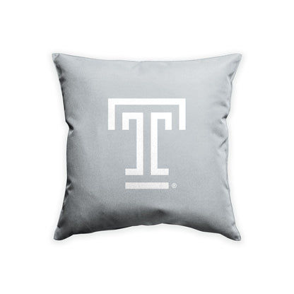 AGAS Temple University T Logo and Text Cushion Cover 18 x 18 inch – Single Sided Printed Spun Polyester – Officially Licensed NCAA Product – Temple Owls Pillow Cover with 16 inch Zipper Closure