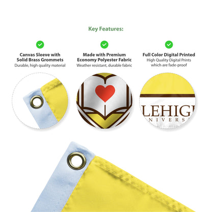 AGAS Lehigh LU University Flag 2x3 ft Durable Polyester with Brass Grommets - Mountain Hawks College Banner NCAA Flags