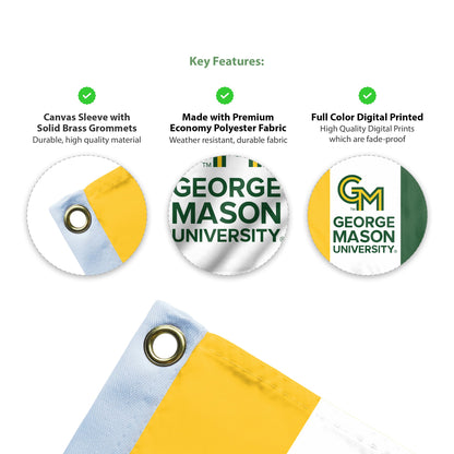 AGAS 3' x 5' George Mason GMU University Flag - For Outdoor Use - Printed Polyester with Brass Grommets - Patriots U Flags