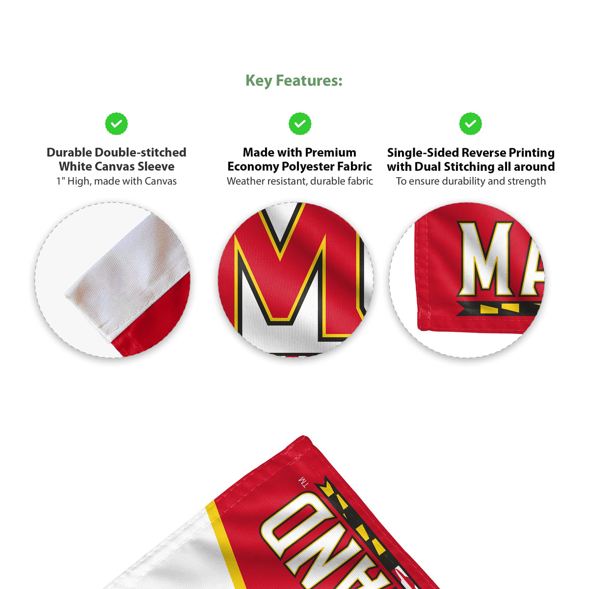 AGAS Maryland UMD University 12"x18" Garden Flags Single-Reverse Printed Polyester with 12" Pole Sleeve -Officially Licensed Terrapins Yard Flag without Flagpole