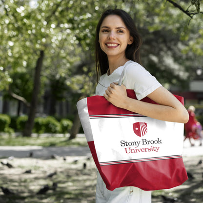 AGAS Stony Brook University Tote Bag 14 x 14 x 8 inch – Single Sided Printed Nonwoven Fabric Stony Brook Seawolves Design – Official NCAA SBU Product – Reusable Tote Bag