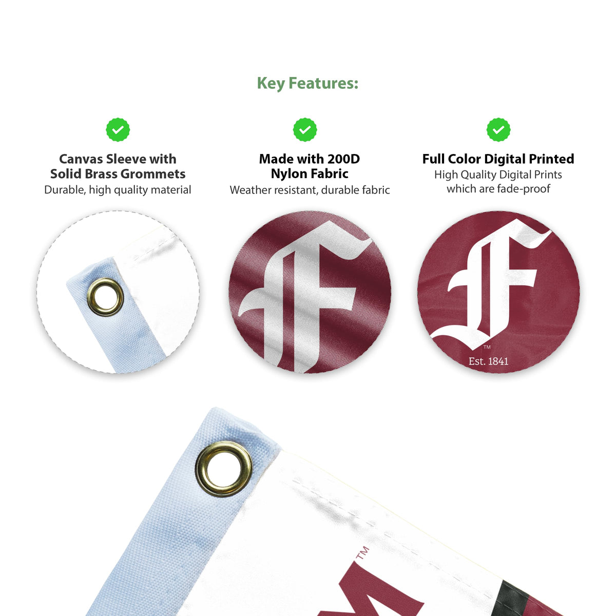AGAS Fordham University Flag 4 x 6 ft – Single Sided Printed Nylon Fordham Rams Flag – Official NCAA Product – Fordham University Outdoor Flag with Brass Grommets, Canvas Header and Reinforced Stitched Edges for Indoor Outdoor Display