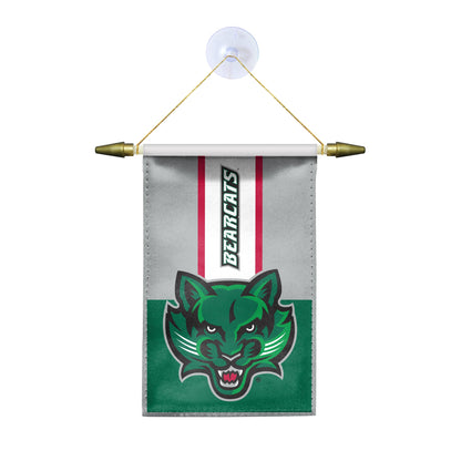 AGAS Binghamton University Mini Banner 4 x 6 inch – Single Sided Printed Satin BU Bearcats Mascot Design – Official NCAA Binghamton Bearcats Decor – Hanging Banner with Cross Bar, Cord and Suction Cup