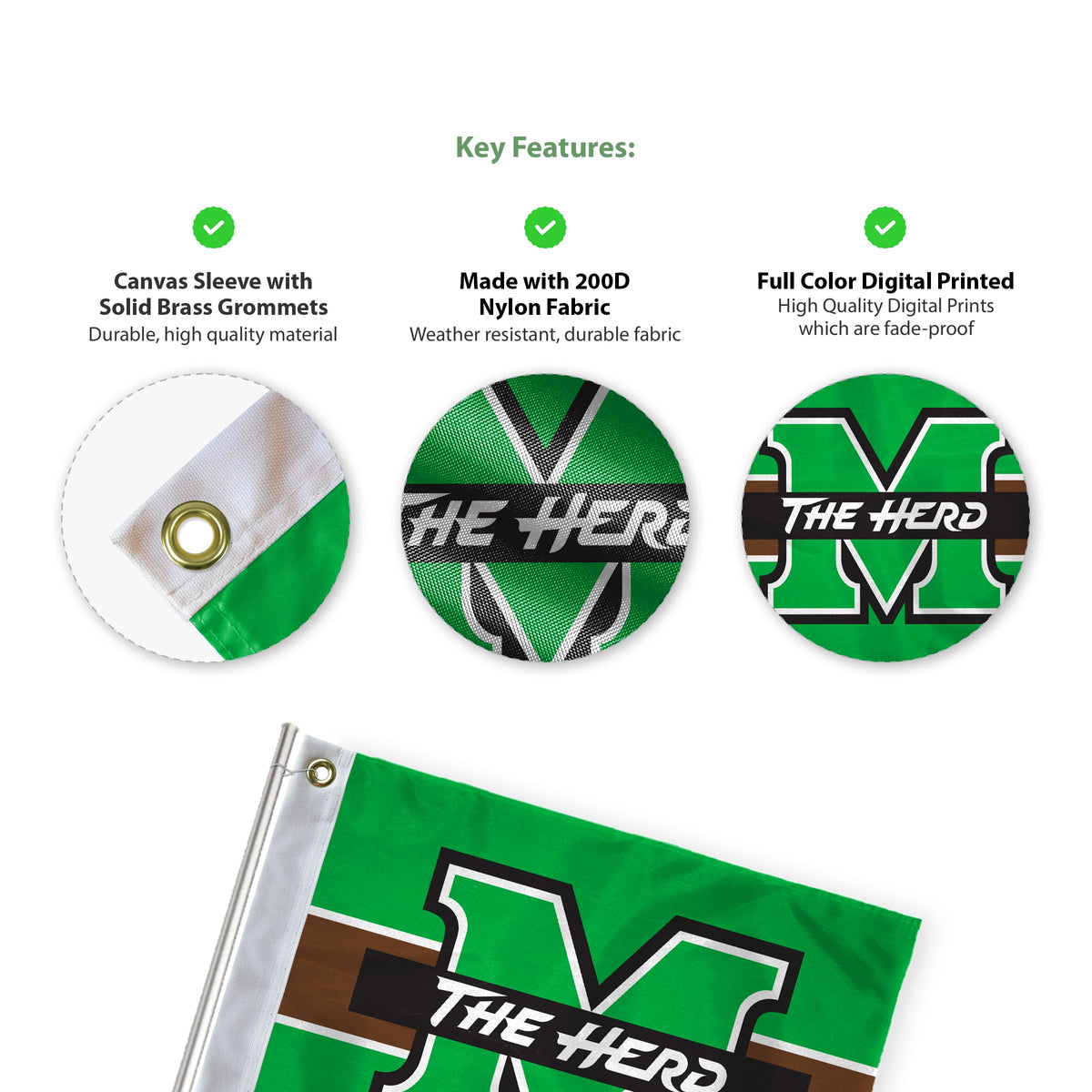 Marshall University Golf Flag 14 x 20 inch