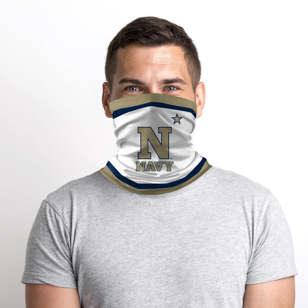 Navy Midshipmen Neck Gaiter Face Cover - Multiuse Balaclava, USNA Beanie, Headband, Bandana, Neck Warmer, Running Scarf, Hair Band, Wristband – Officially Licensed Fan Gear