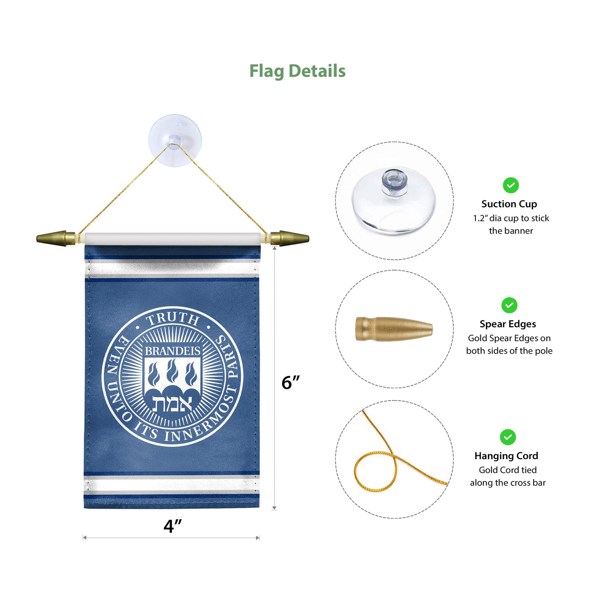 Brandeis University Mini Banner 4 x 6 inch