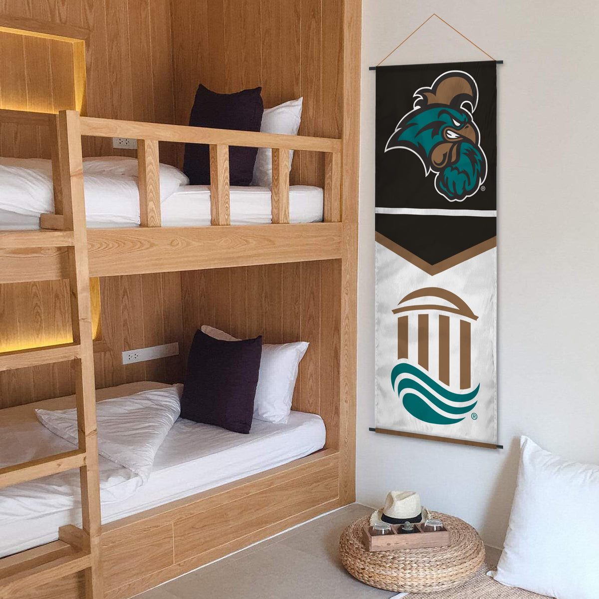 AGAS Coastal Carolina CCU University Banner Scroll Sign 17.5" × 48" with Hanging Cord – Polyester Chanticleers Wall Banner