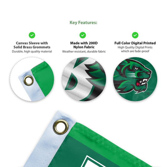 AGAS Binghamton University Flag 4 x 6 ft – Single Sided Printed Nylon BU Bearcats Logo Design – Official NCAA Binghamton Bearcats Flag – Outdoor Display with Canvas Header, Brass Grommets and Reinforced Stitched Edges