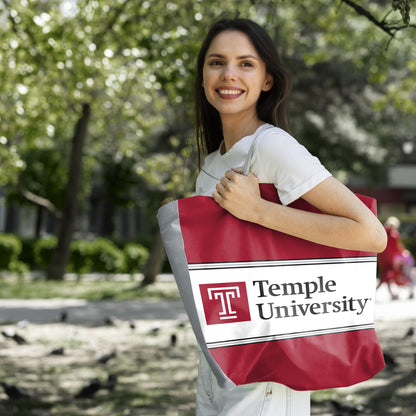 AGAS Temple University Wordmark Logo Tote Bag 14 x 14 x 8 inch – Single Sided Printed Nonwoven Fabric with Bleed Through – Officially Licensed NCAA Product – Temple University Reusable Tote