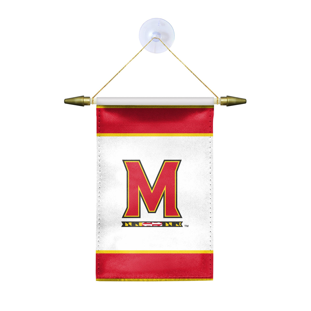 AGAS Small Maryland UMD University Banner - House Flag with Suction Cup 4x6 Inch - Terps Mini Flags for Car Rearview Mirror and Window Décor