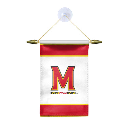 AGAS Small Maryland UMD University Banner - House Flag with Suction Cup 4x6 Inch - Terps Mini Flags for Car Rearview Mirror and Window Décor